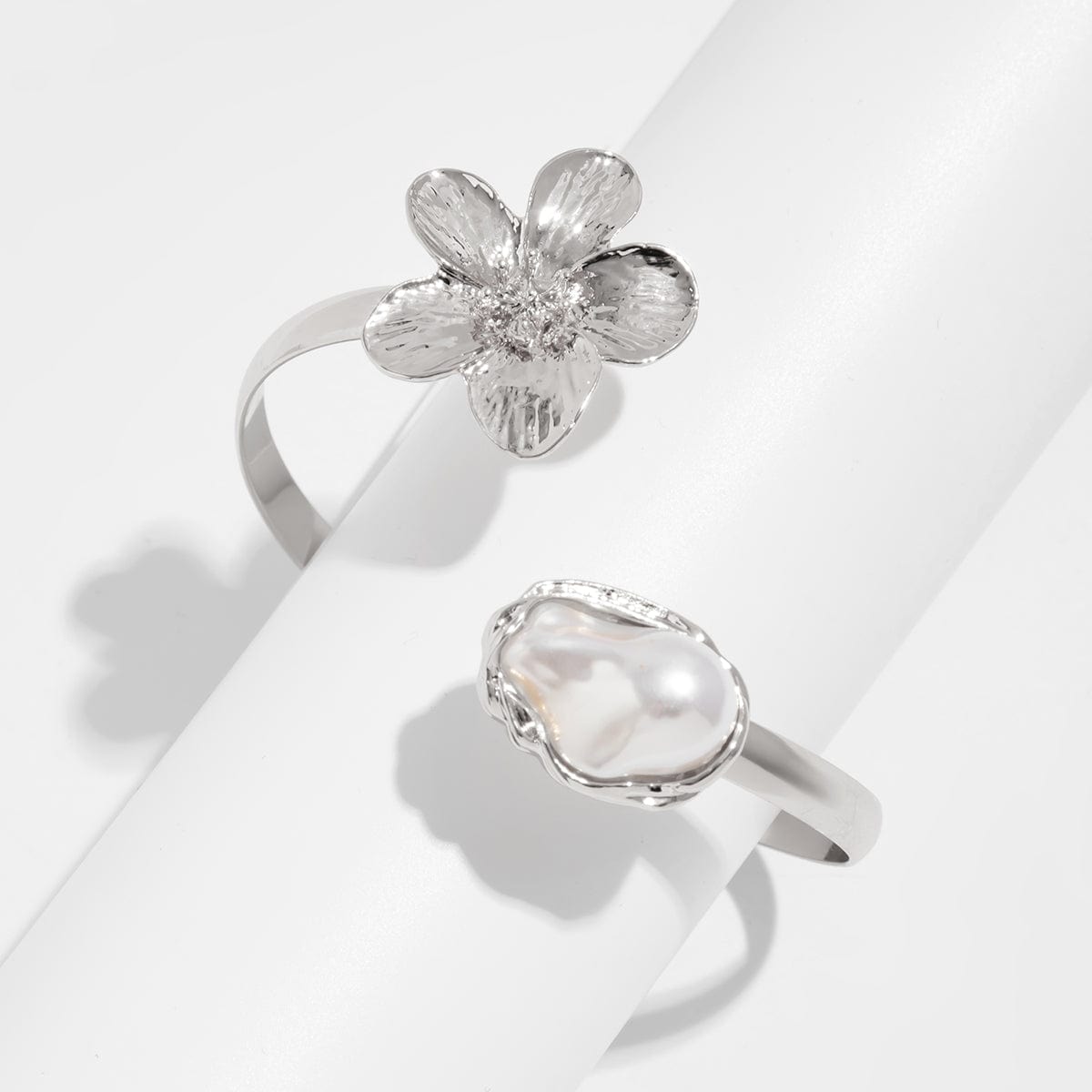 Boho Irregular Pearl Flower Arm Cuff - ArtGalleryZen