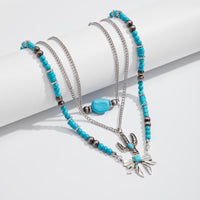 Thumbnail for Boho Layered Cactus Bowknot Pendant Turquoise Chain Necklace Set - ArtGalleryZen