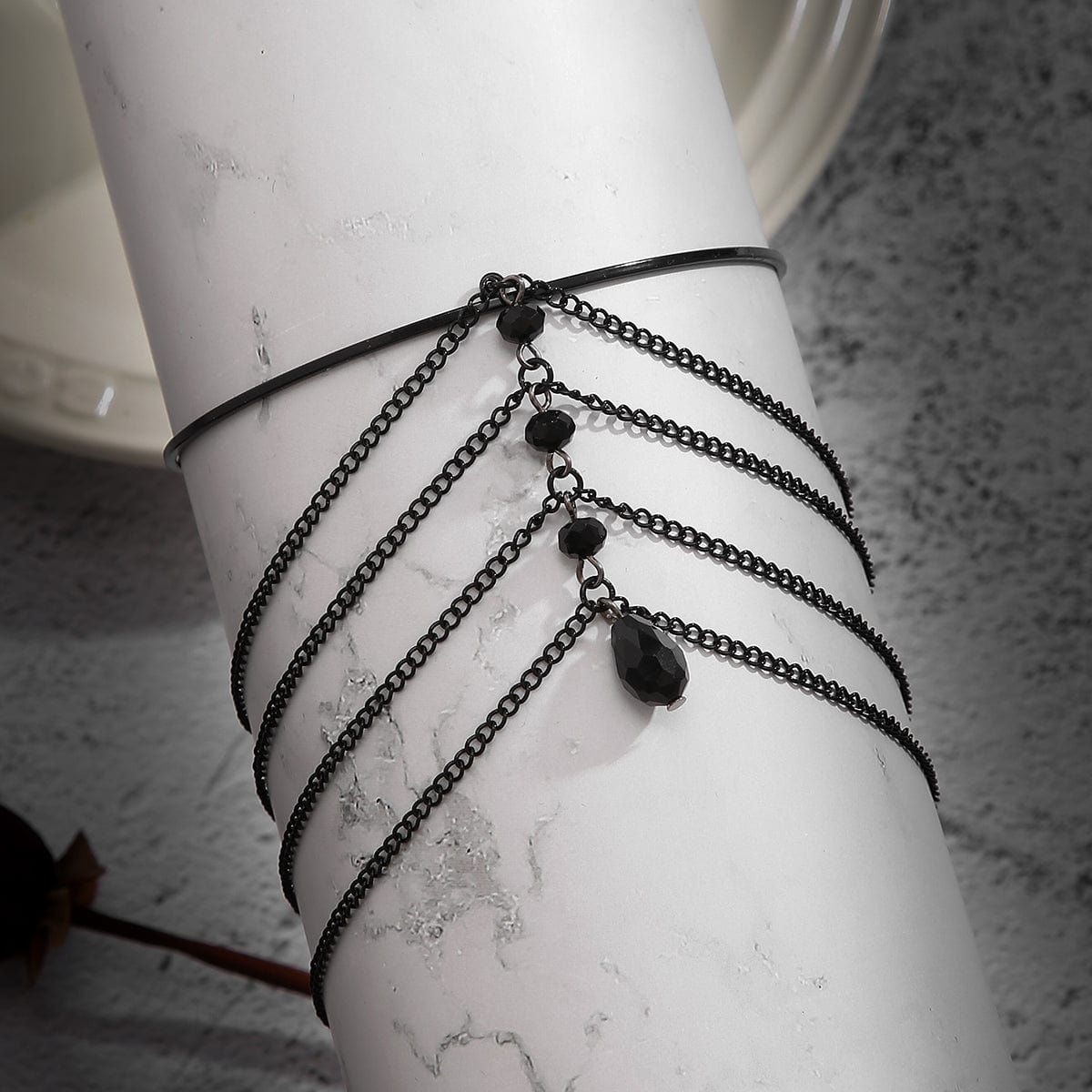 Boho Layered Chain Tassel Crystal Arm Cuff - ArtGalleryZen