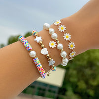 Thumbnail for Boho Layered Colorful Polymer Clay Flower Ball Chain Bracelet Set - ArtGalleryZen