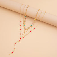 Thumbnail for Boho Layered Cross Pendant Rhinestone Crystal Chain Y Necklace Set - ArtGalleryZen