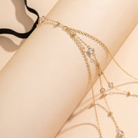 Thumbnail for Boho Layered Crystal Inlaid Elastic Saturn Thigh Leg Chain - ArtGalleryZen