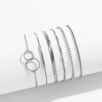 Thumbnail for Boho Layered Double Ring Snake Chain Stackable Anklet Set - ArtGalleryZen