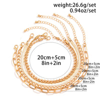 Thumbnail for Boho Layered Gold Plated Cable Chain Stackable Anklet Set - ArtGalleryZen
