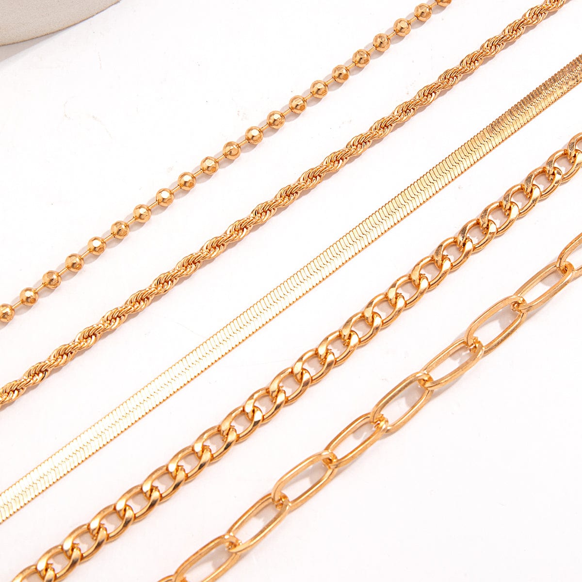 Boho Layered Gold Plated Cable Chain Stackable Anklet Set - ArtGalleryZen