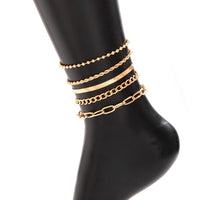 Thumbnail for Boho Layered Gold Plated Cable Chain Stackable Anklet Set - ArtGalleryZen