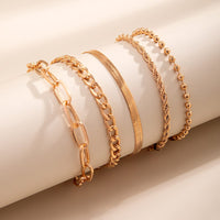 Thumbnail for Boho Layered Gold Plated Cable Chain Stackable Anklet Set - ArtGalleryZen
