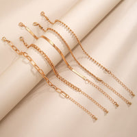 Thumbnail for Boho Layered Gold Plated Cable Chain Stackable Anklet Set - ArtGalleryZen
