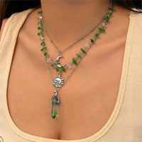 Thumbnail for Boho Layered Healing Crystal Sun Moon Pendant Turquoise Stone Necklace Set - ArtGalleryZen