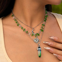 Thumbnail for Boho Layered Healing Crystal Sun Moon Pendant Turquoise Stone Necklace Set - ArtGalleryZen