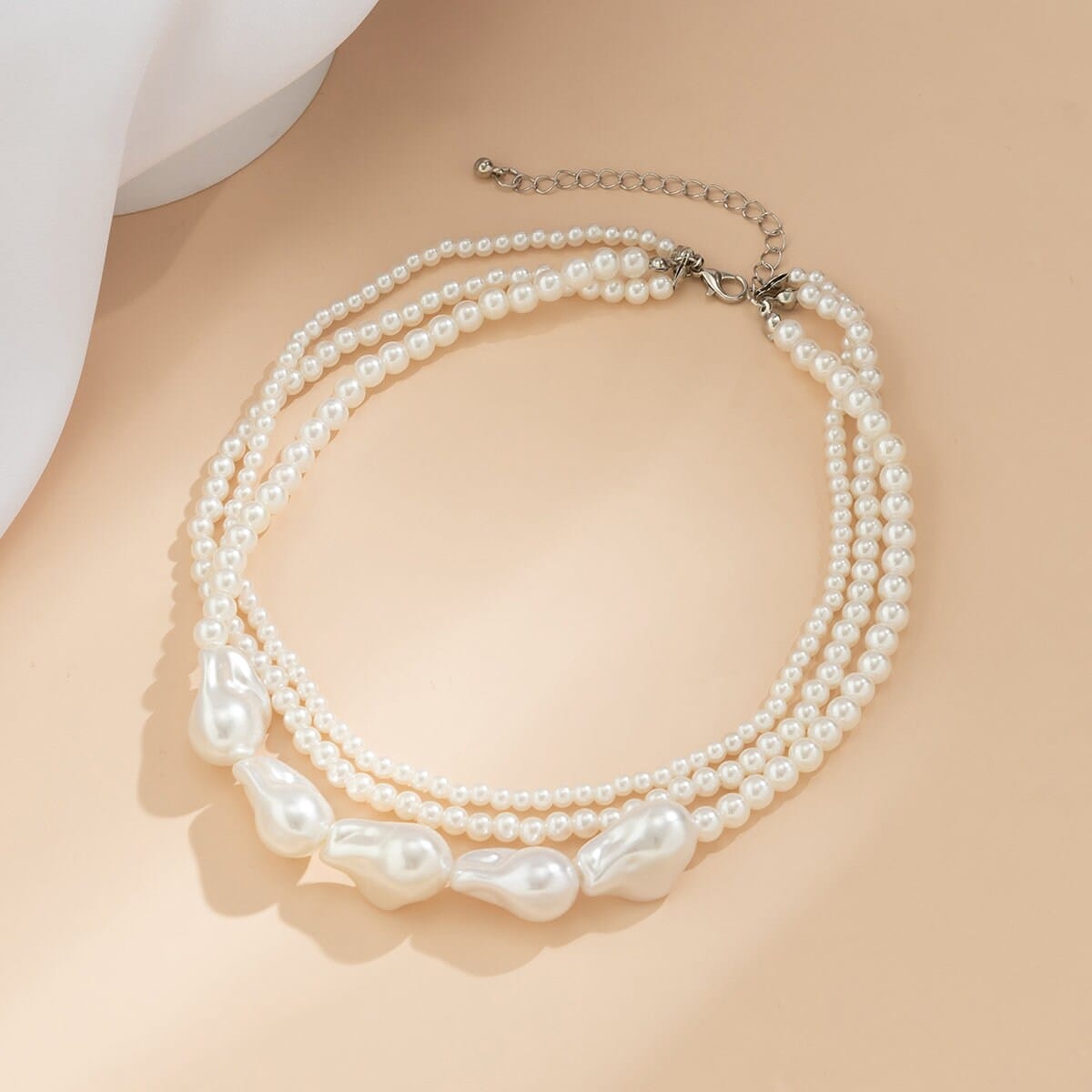 Boho Layered Irregular Chunky Pearl Chain Choker Necklace - ArtGalleryZen