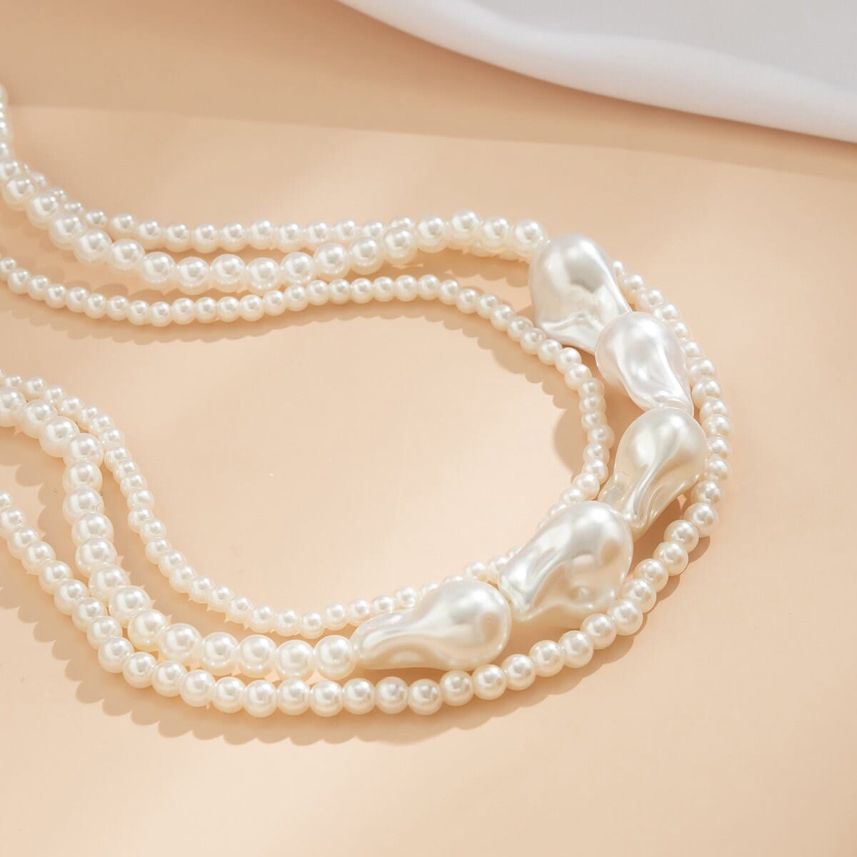 Boho Layered Irregular Chunky Pearl Chain Choker Necklace - ArtGalleryZen