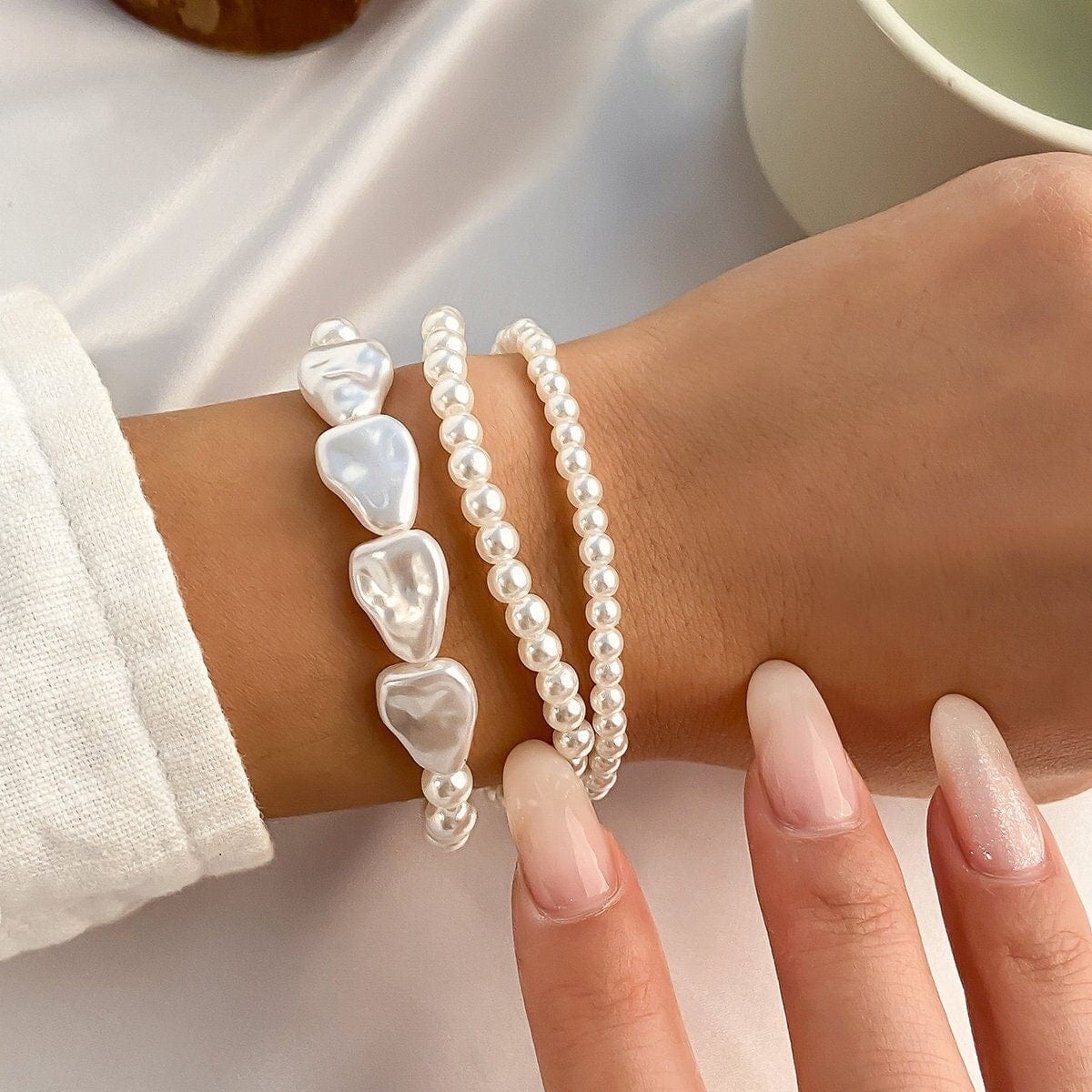 Boho Layered Irregular Pearl Chain Bracelet - ArtGalleryZen