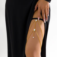 Thumbnail for Boho Layered Pearl Charm Elastic Cable Thigh Leg Chain - ArtGalleryZen