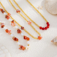 Thumbnail for Boho Layered Pearl Turquoise Stone Seed Beaded Necklace Set - ArtGalleryZen