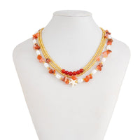 Thumbnail for Boho Layered Pearl Turquoise Stone Seed Beaded Necklace Set - ArtGalleryZen