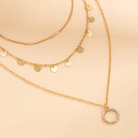 Thumbnail for Boho Layered CZ Inlaid Ring Pendant Sequins Tassel Necklace - ArtGalleryZen