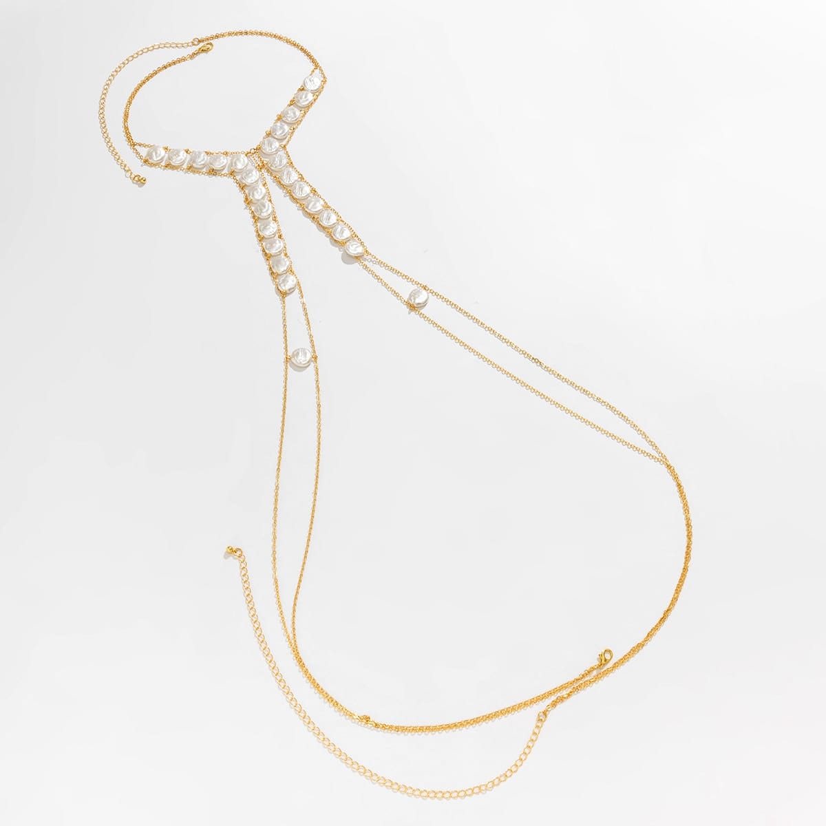 Boho Layered Round Disk Pearl Body Chain Necklace - ArtGalleryZen