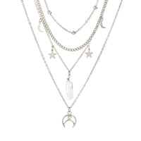 Thumbnail for Boho Layered Star Moon Crystal Pendant Cable Chain Necklace Set - ArtGalleryZen