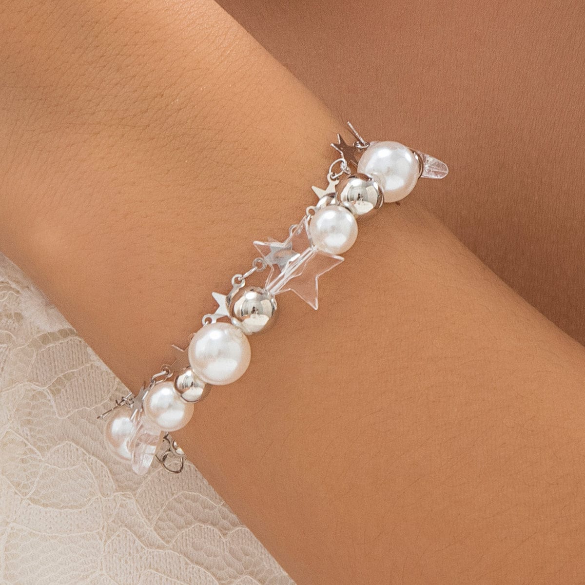 Boho Layered Star Pearl Chain Bracelet - ArtGalleryZen