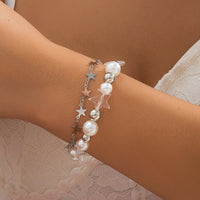Thumbnail for Boho Layered Star Pearl Chain Bracelet - ArtGalleryZen