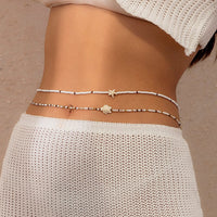 Thumbnail for Boho Layered Starfish Turtle Crystal Seed Beaded Belly Chain Set - ArtGalleryZen