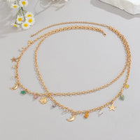 Thumbnail for Boho Layered Sun Moon Star Crystal Stone Tassel Waist Chain - ArtGalleryZen