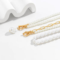 Thumbnail for Boho Layered Toggle Clasp Paperclip Pearl Chain Choker Necklace Set - ArtGalleryZen