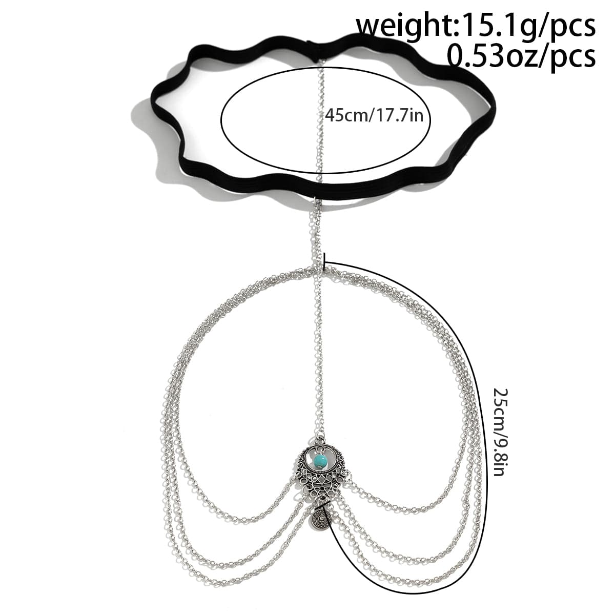 Boho Layered Turquoise Relief Pattern Charm Elastic Thigh Leg Chain - ArtGalleryZen