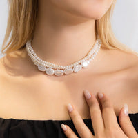 Thumbnail for Boho Layering Irregular Pearl Chain Choker Necklace - ArtGalleryZen