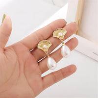 Thumbnail for Boho Metallic Shell Dangle Pearl Earrings - ArtGalleryZen
