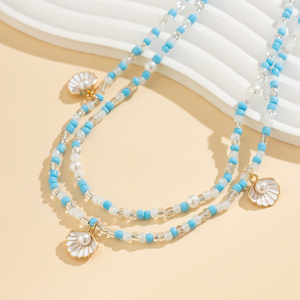 Boho Ocean Style Crystal Beaded Enamel Shell Pendant Waist Chain Set - ArtGalleryZen