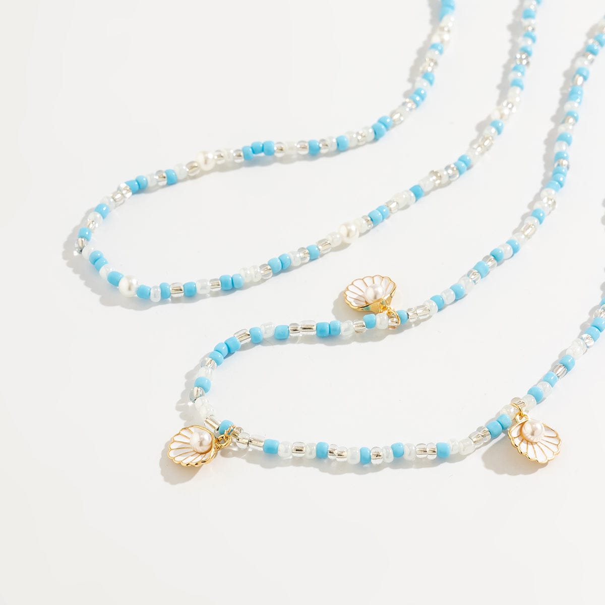 Boho Ocean Style Crystal Beaded Enamel Shell Pendant Waist Chain Set - ArtGalleryZen
