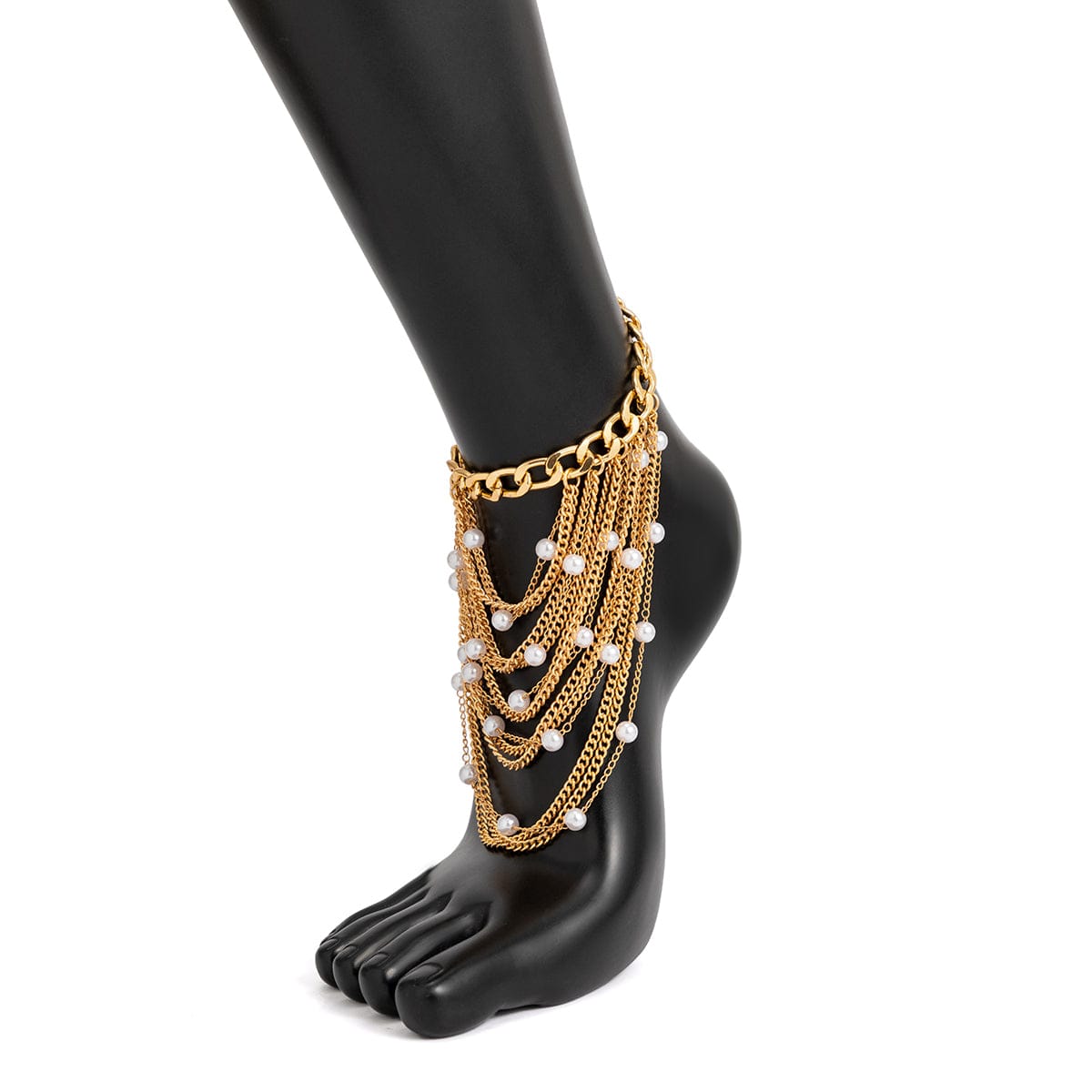 Boho Pearl Chain Tassel Anklet – ArtGalleryZen