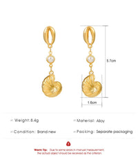 Thumbnail for Boho Pearl Charm Metallic Conch Shell Earrings - ArtGalleryZen