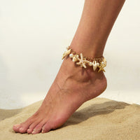 Thumbnail for Boho Pearl Inlaid Starfish Conch Tassel Anklet - ArtGalleryZen