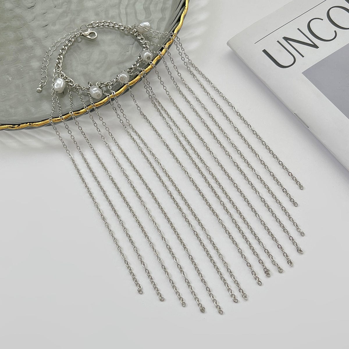 Boho Pearl Long Chain Tassel Bracelet - ArtGalleryZen