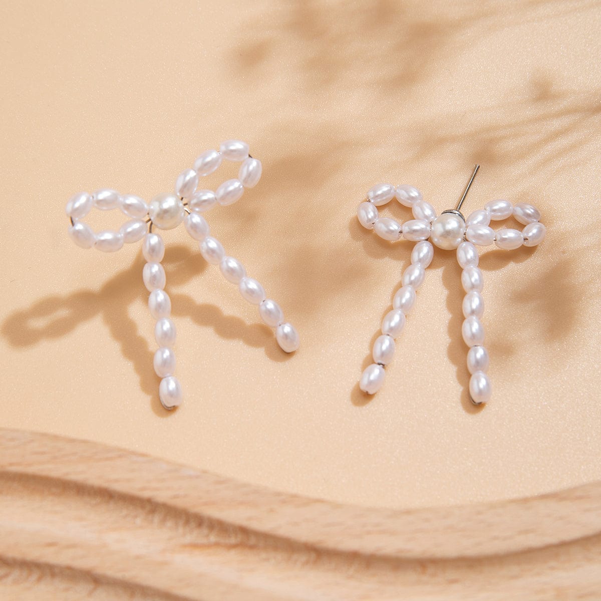 Boho Ribbon Pearl Earrings - ArtGalleryZen