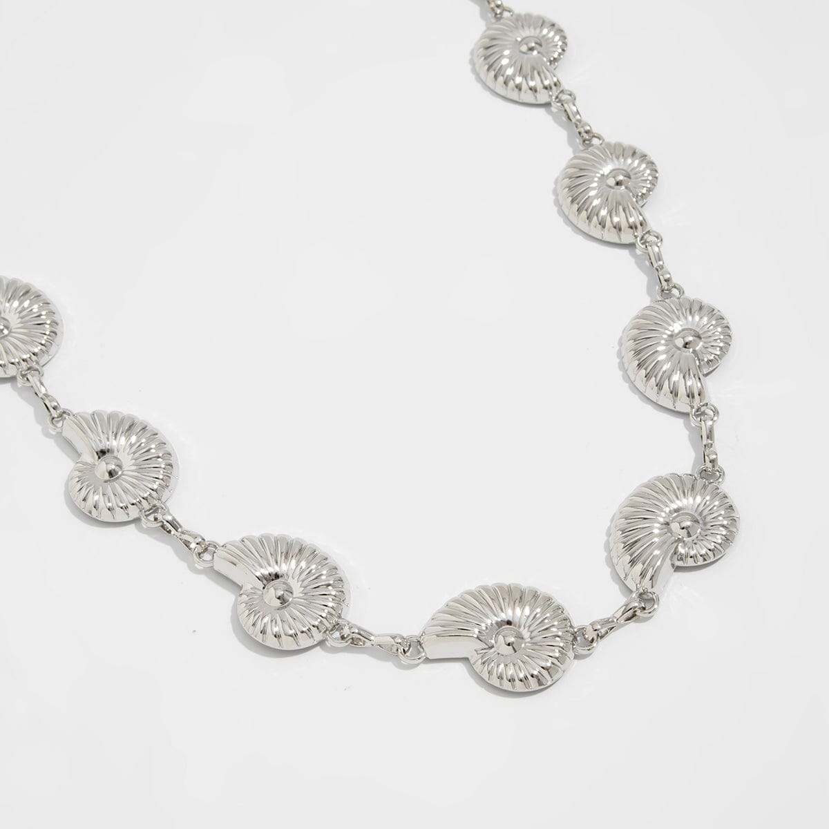 Boho Silver Tone Chunky Conch Waist Chain - ArtGalleryZen