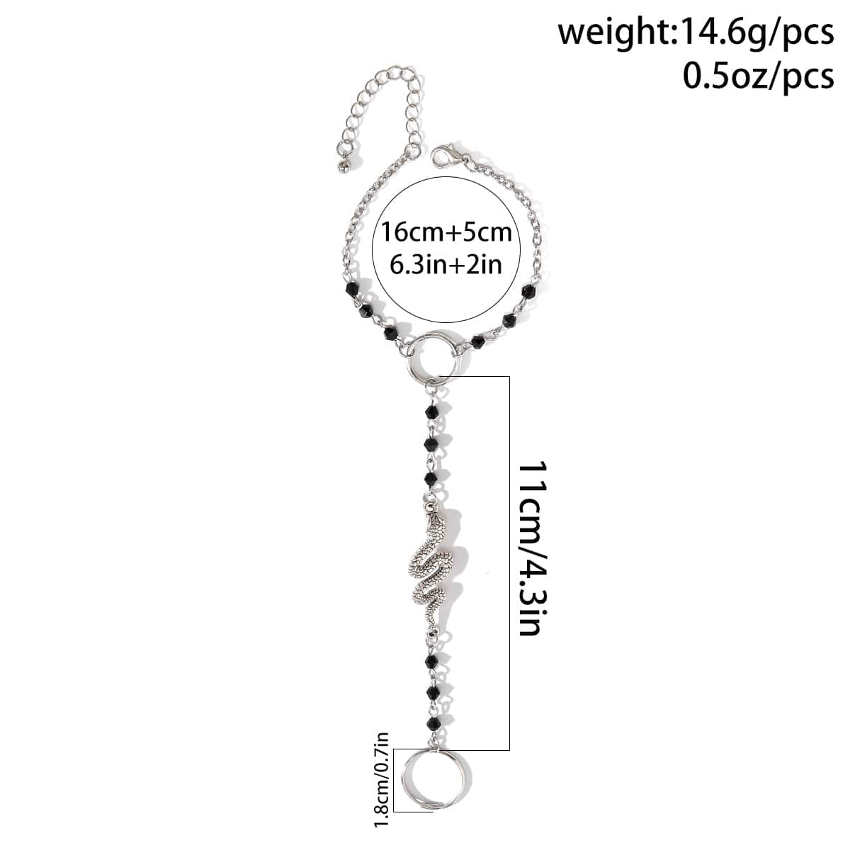 Boho Snake Finger Ring Chain Bracelet - ArtGalleryZen