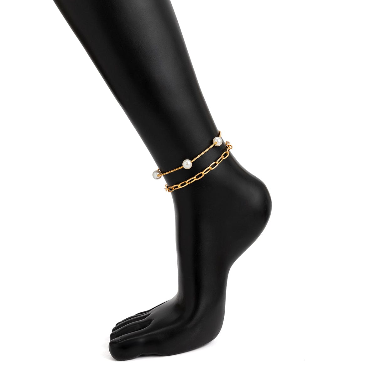 Boho Stackable Pearl Chain Anklet Set - ArtGalleryZen