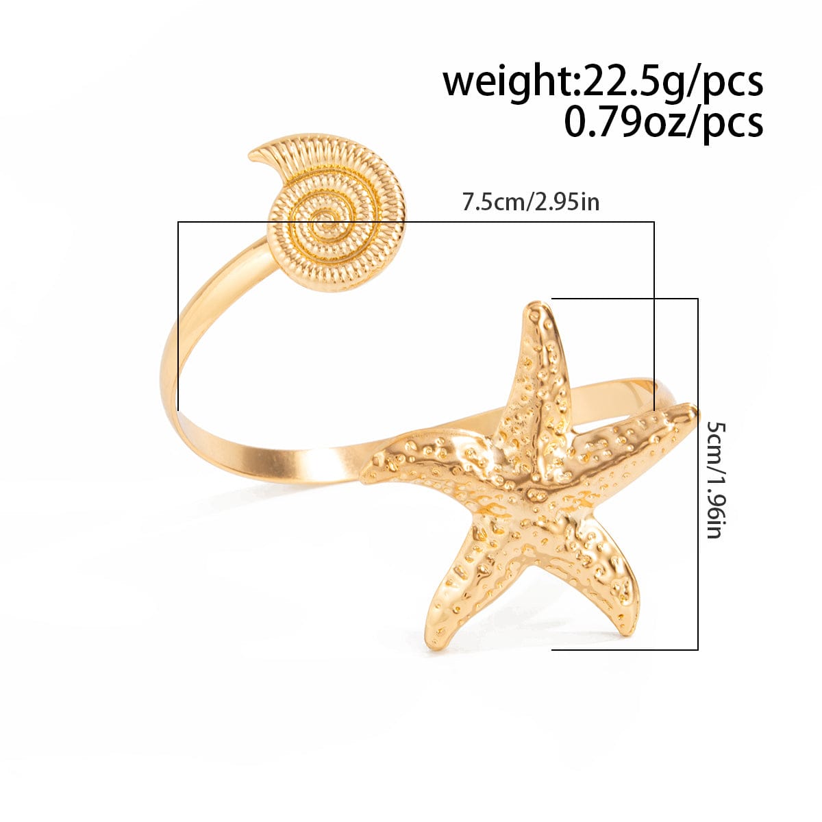Boho Starfish Conch Arm Cuff - ArtGalleryZen