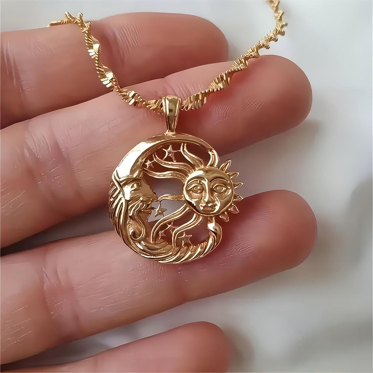 Boho Sun and Moon Celestial Necklace - ArtGalleryZen