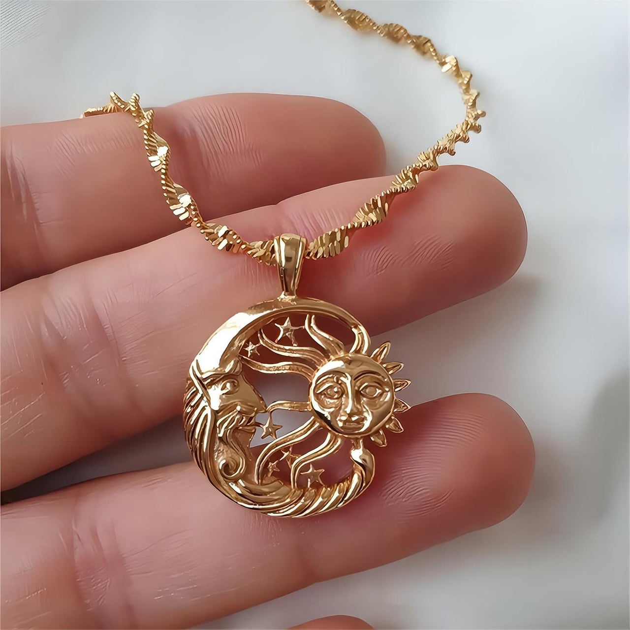 Boho Sun and Moon Celestial Necklace - ArtGalleryZen