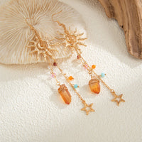 Thumbnail for Boho Sun Star Healing Crystal Dangle Earrings - ArtGalleryZen