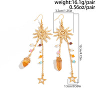 Thumbnail for Boho Sun Star Healing Crystal Dangle Earrings - ArtGalleryZen