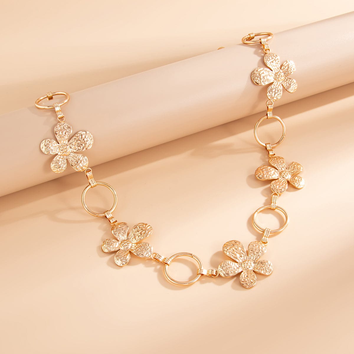 Boho Textured Flower Hoop Waist Chain - ArtGalleryZen