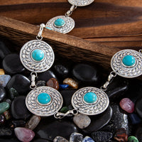Thumbnail for Boho Turquoise Inlaid Round Disk Waist Chain - ArtGalleryZen