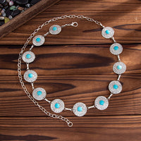 Thumbnail for Boho Turquoise Inlaid Round Disk Waist Chain - ArtGalleryZen