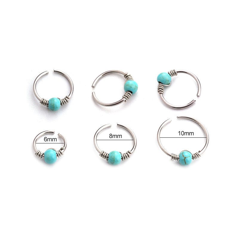 Boho Turquoise Stainless Steel Earring Nose Piercing Nose Hoop - ArtGalleryZen